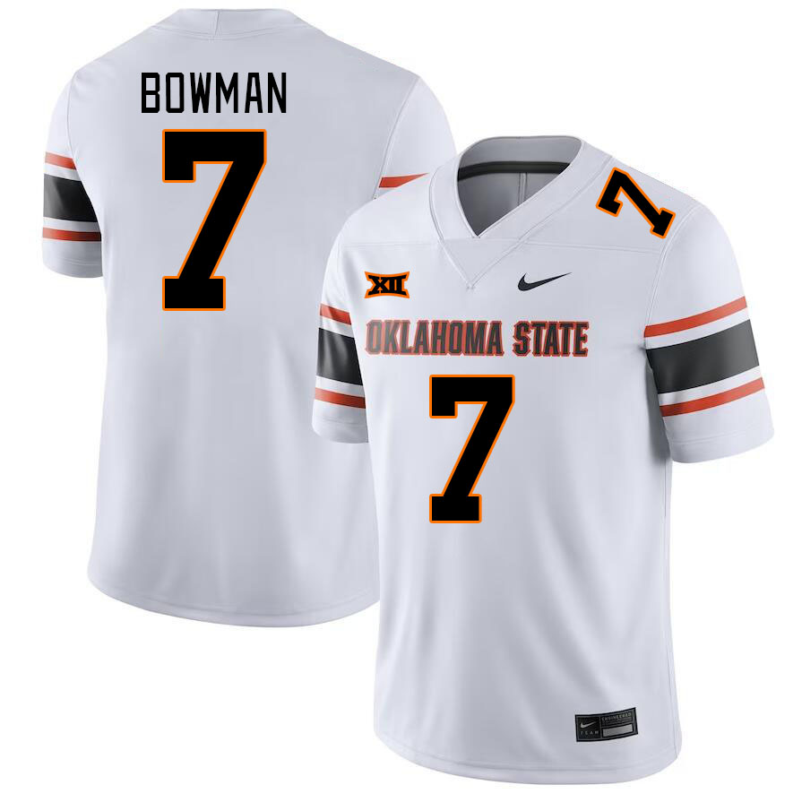 Oklahoma State Cowboys #7 Alan Bowman College Football Jerseys Stitched Sale-White